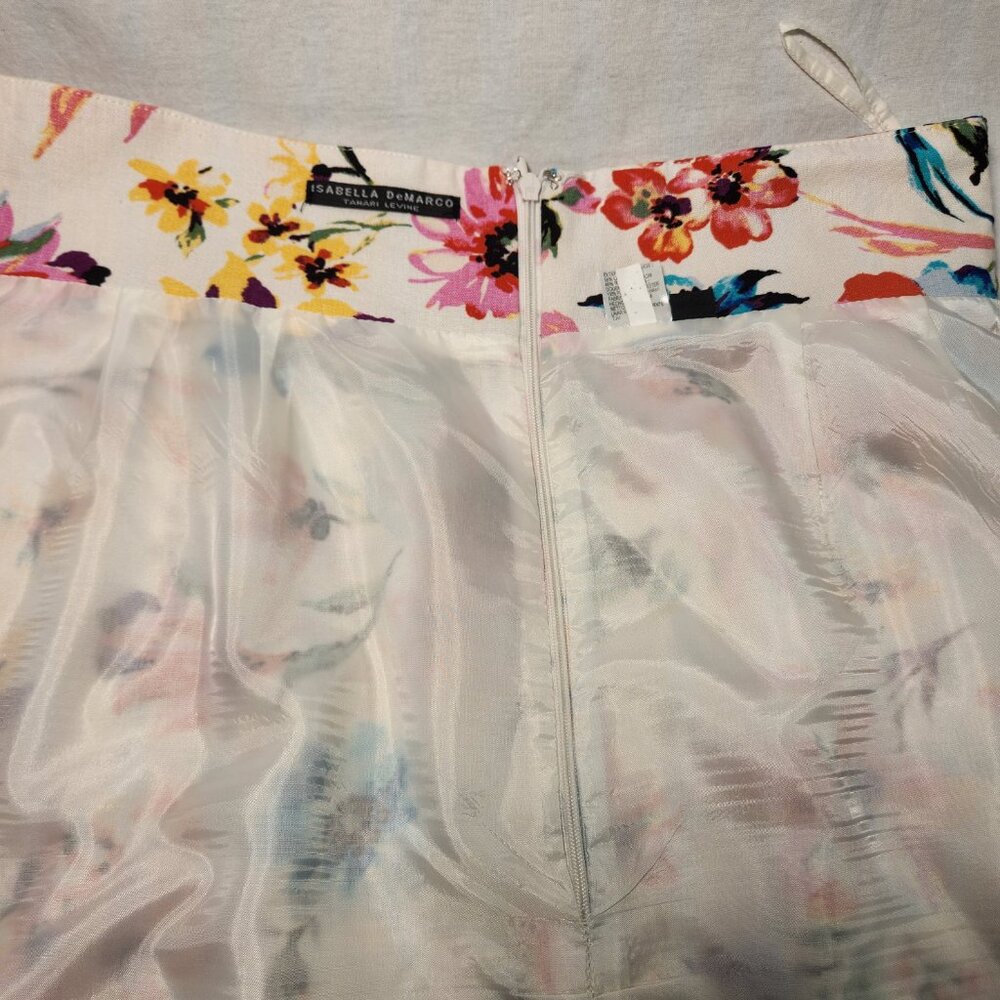 ISABELLA DeMARCO Feminine Romantic Linen Blend Ivory Floral Print Skirt Size 12. - Picture 9 of 16